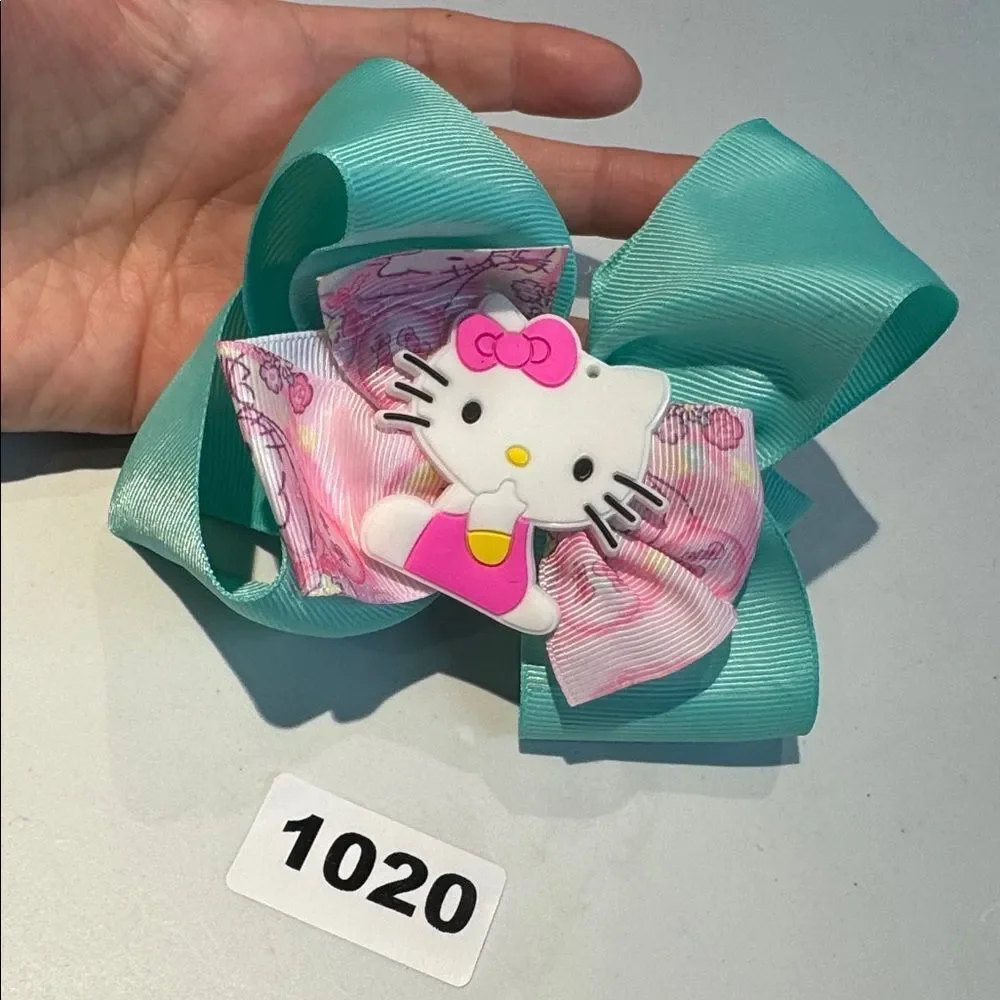 1020 Mint Green Color Hello‎ Kitty Hair Bow Alligator Clip